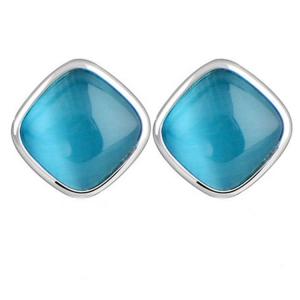 Quality Sterling 925 Silver Square Created Blue Opal Stud Earrings (E12283BLUE) wholesale