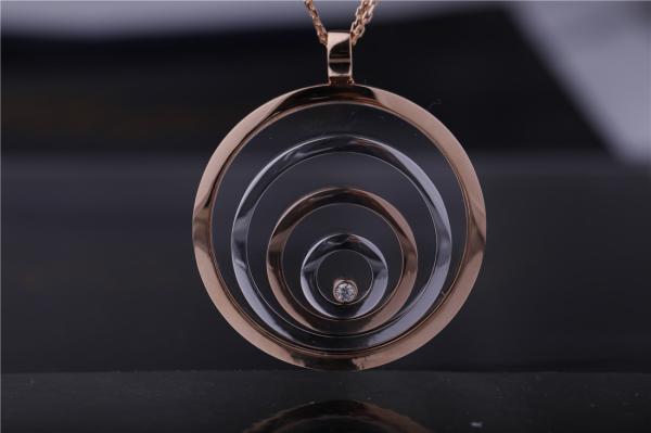 Chopard Happy Spirit Long Necklace Rose and White Gold Diamond Pendant 795014
