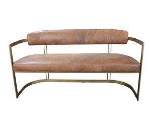 Quality Luxurious Brown Vintage Leather Sofas With Metal Frame wholesale