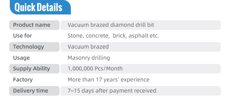 6-125mm Vacuum Brazed Diamond Core Drill Bit for Stone Tile Granite Ceramic Marble
