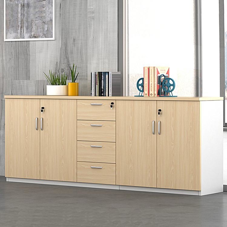 47 Inch Office Wooden Filing Cabinets 2 Door Bookcase With Lock