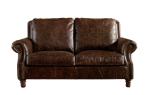Europe Vintage Style Dark Brown Leather Loveseat , Two Seater Real Leather Sofa