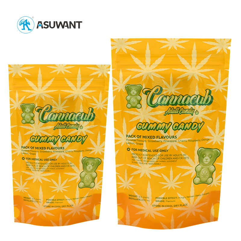 Edible Food Packaging Bags Heat Seal Small Zipper Sachet For Gummies Bear Skittle Candys