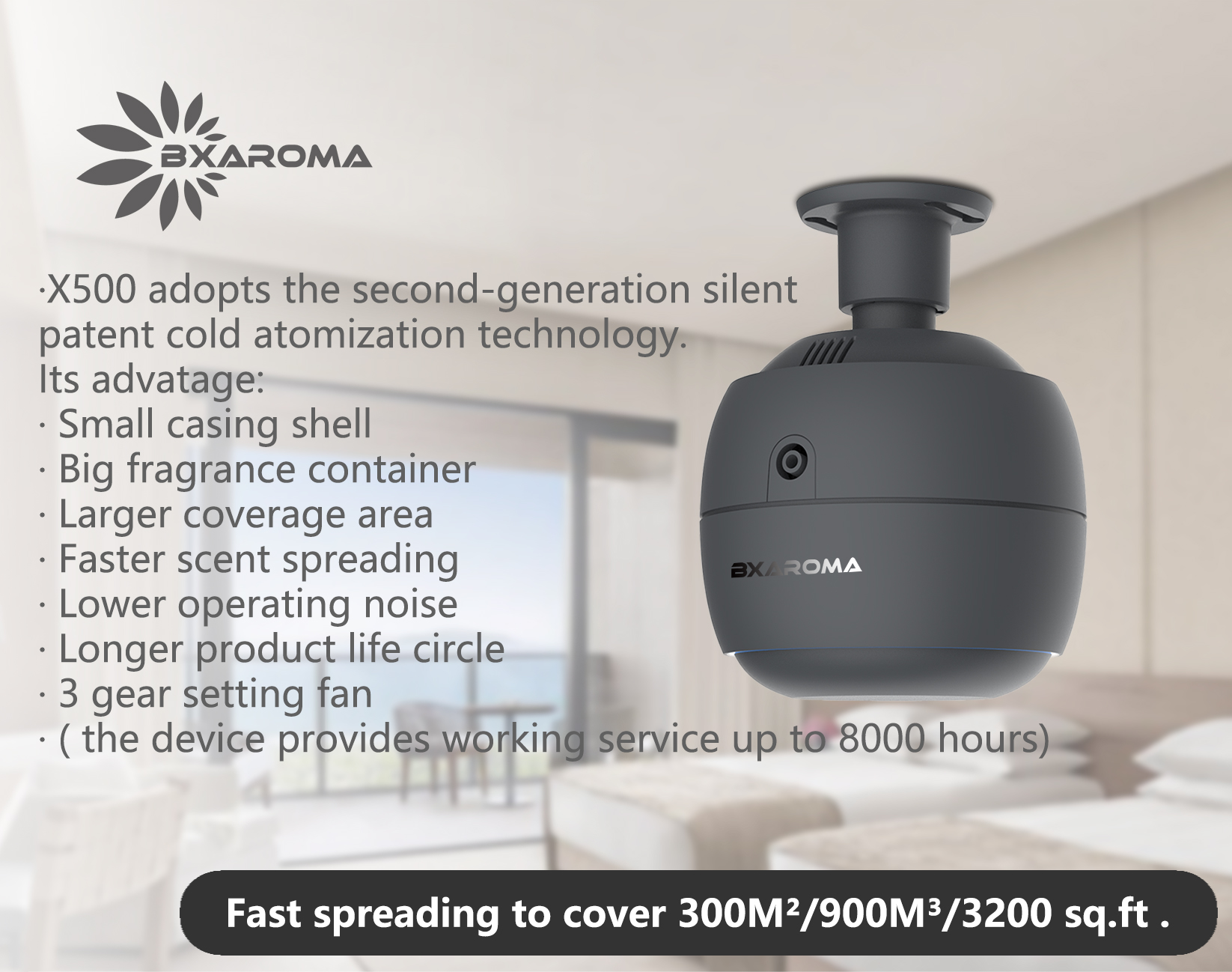 10W Industrial Hotel Essential Oil Diffuser Fragrance Silent FCC