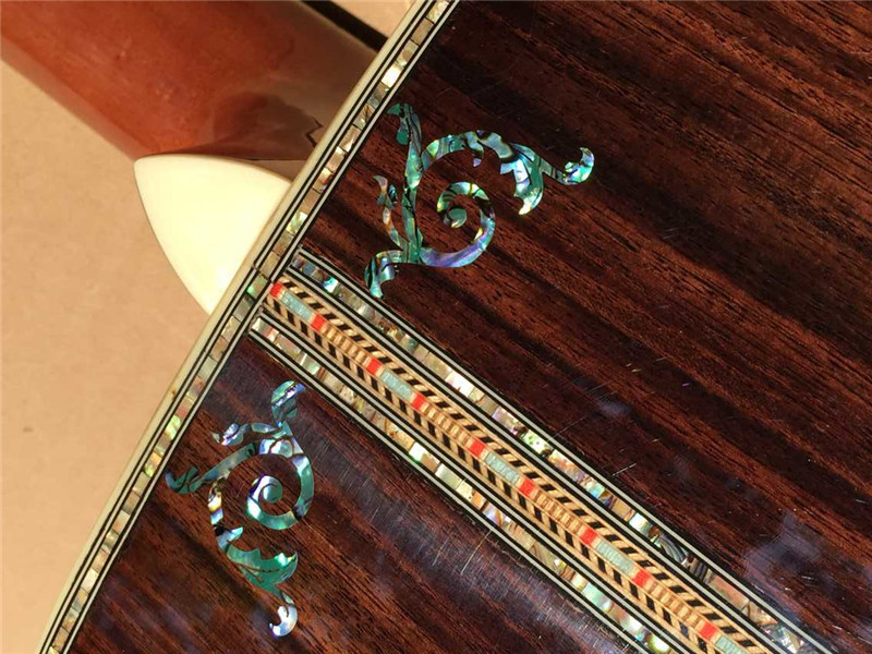 Wholesales custom 41" 45D 20 frets solid Top Real peral inlay acoustic guitar with colorized shell edge
