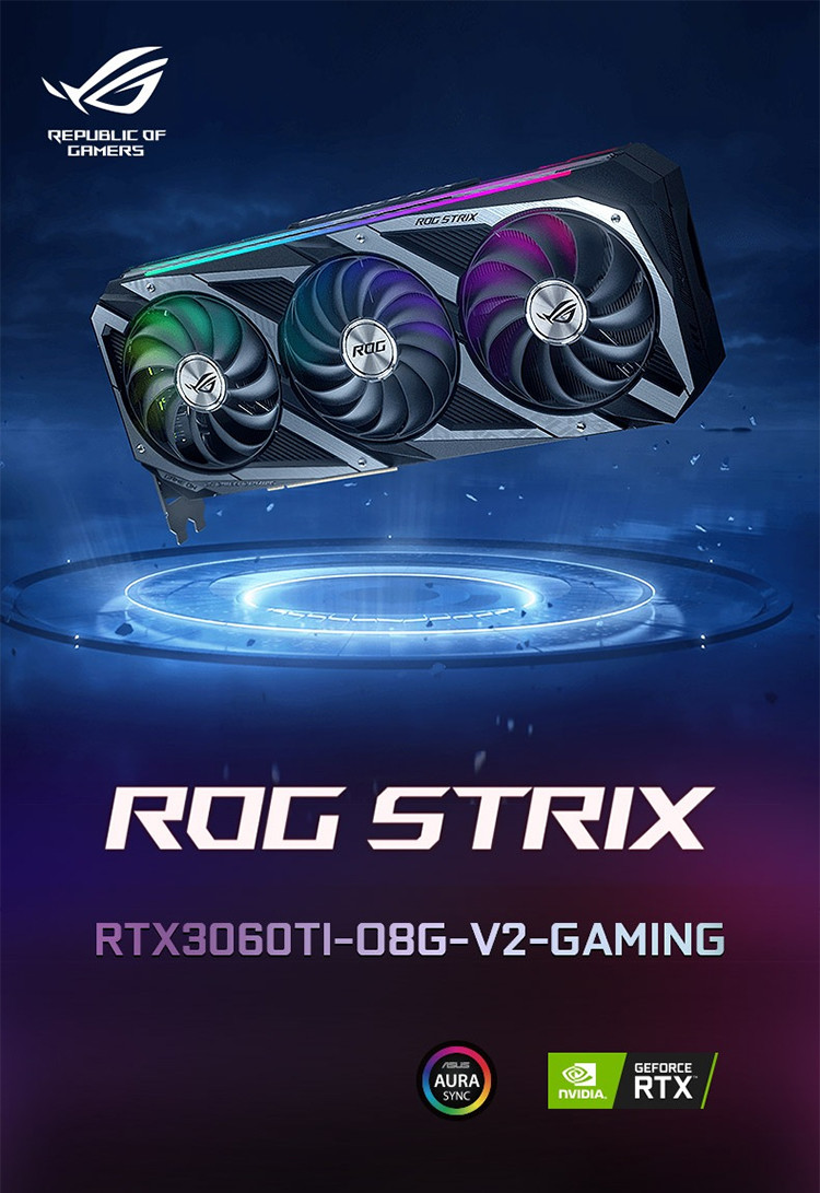 PCI Express 4.0 Interface Gaming PC Graphics Card ROG-STRIX-RTX3060Ti-O8G-V2-GAMING