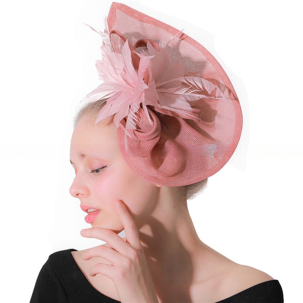 Party Decoration Sinamay Fascinator featuring Goose Feather and Wire Accessory Detail