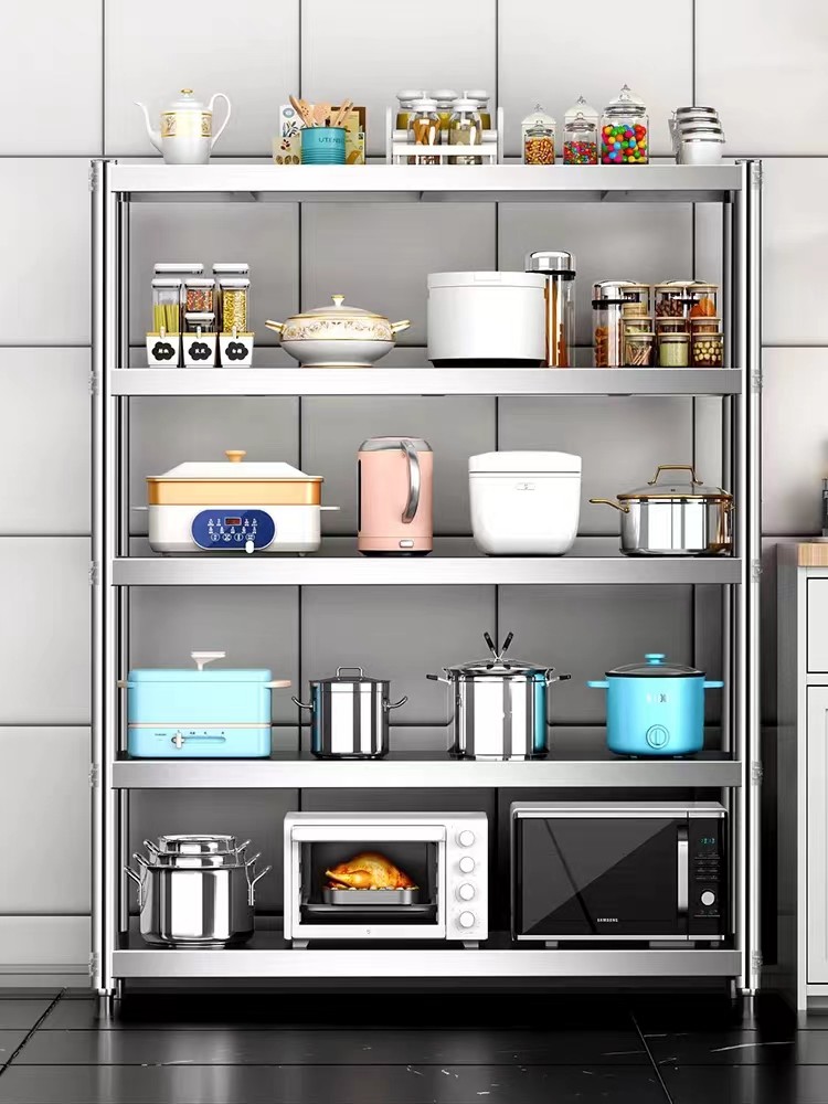CE BSCI Kitchen Floor 5 Tier Stainless Steel Storage Shelf Box High Capacity