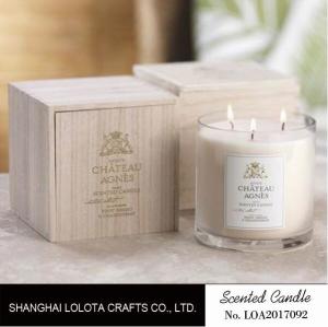 Quality Luxury Three Wick Scented Candles , Multi Colored Soy Wax Candle With Wooden Box wholesale