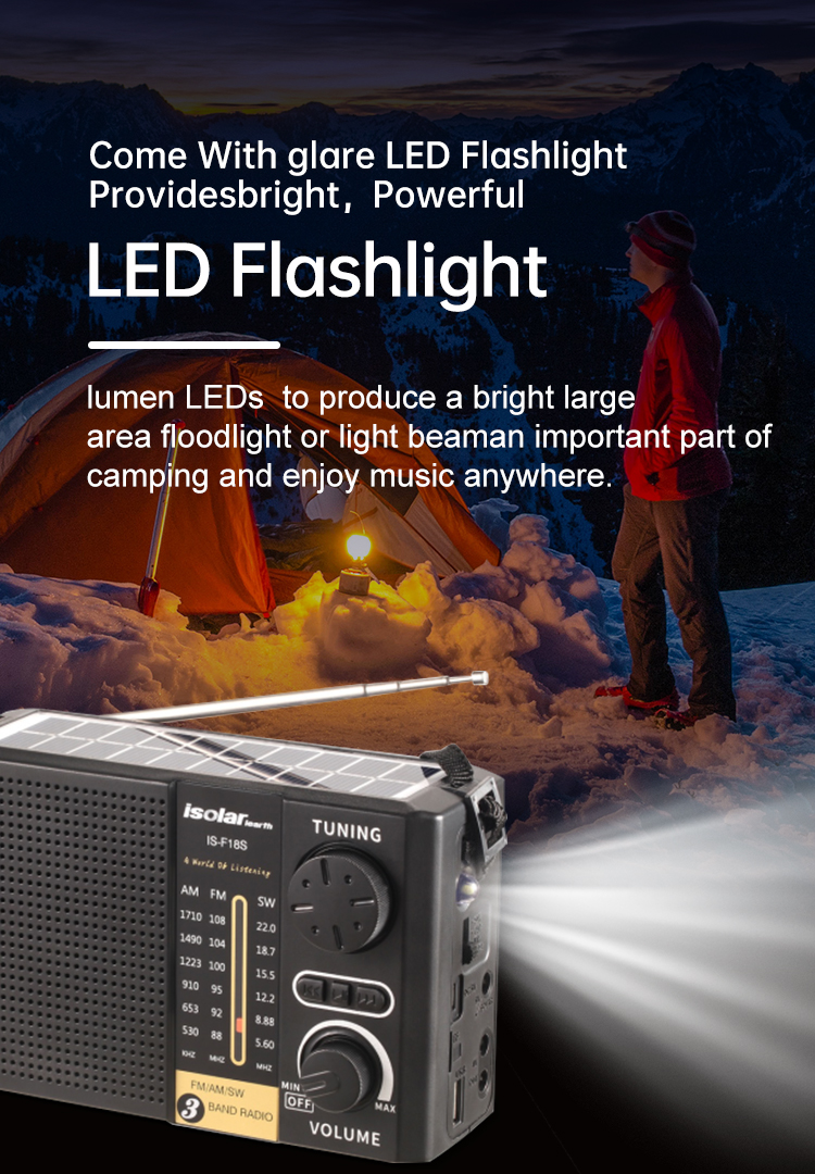 Classic Style Rechargeable Outdoor Usb Home Am Fm Sw Multi Band Radio Solar Portable Radio with Speaker LED Light South