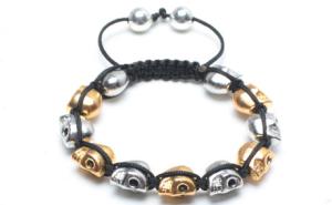 Quality Adjustable Shamballa Bracelet, Rhodium &amp; Golden Plated Alloy Skull Beads wholesale