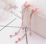 Fashionable Stud Butterfly Jewelry , Ball Dangle Tassel Stainless Steel Earring,