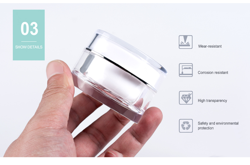Double Wall Acrylic Round Hair Care Skincare Cream Jar Packaging With Dome Cap 15g 30g 50g