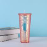 Iridescent Studded Double-Wall Plastic Tumbler With Lid Straw For DIY Customizat