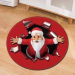 80cm red Round Santa Claus Elk Christmas Festive Floor Mat Anti SlipCircular