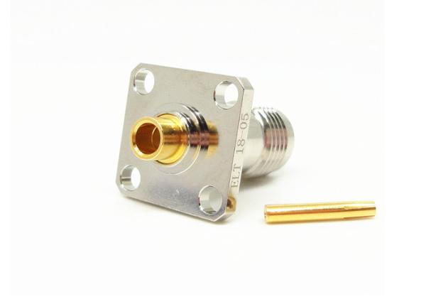 Female TNC Bulkhead Connector 4 Holes Flange Mount RF Solder Connector