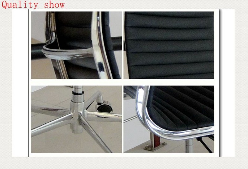 Aluminium Alloy Black Genuine Leather Swivel Lift Executive Office Chair
