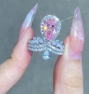 Quality 2.47ct VVS2 Pink Diamond Engagement Ring Wedding Ring Pear Cut Jewelry Design wholesale