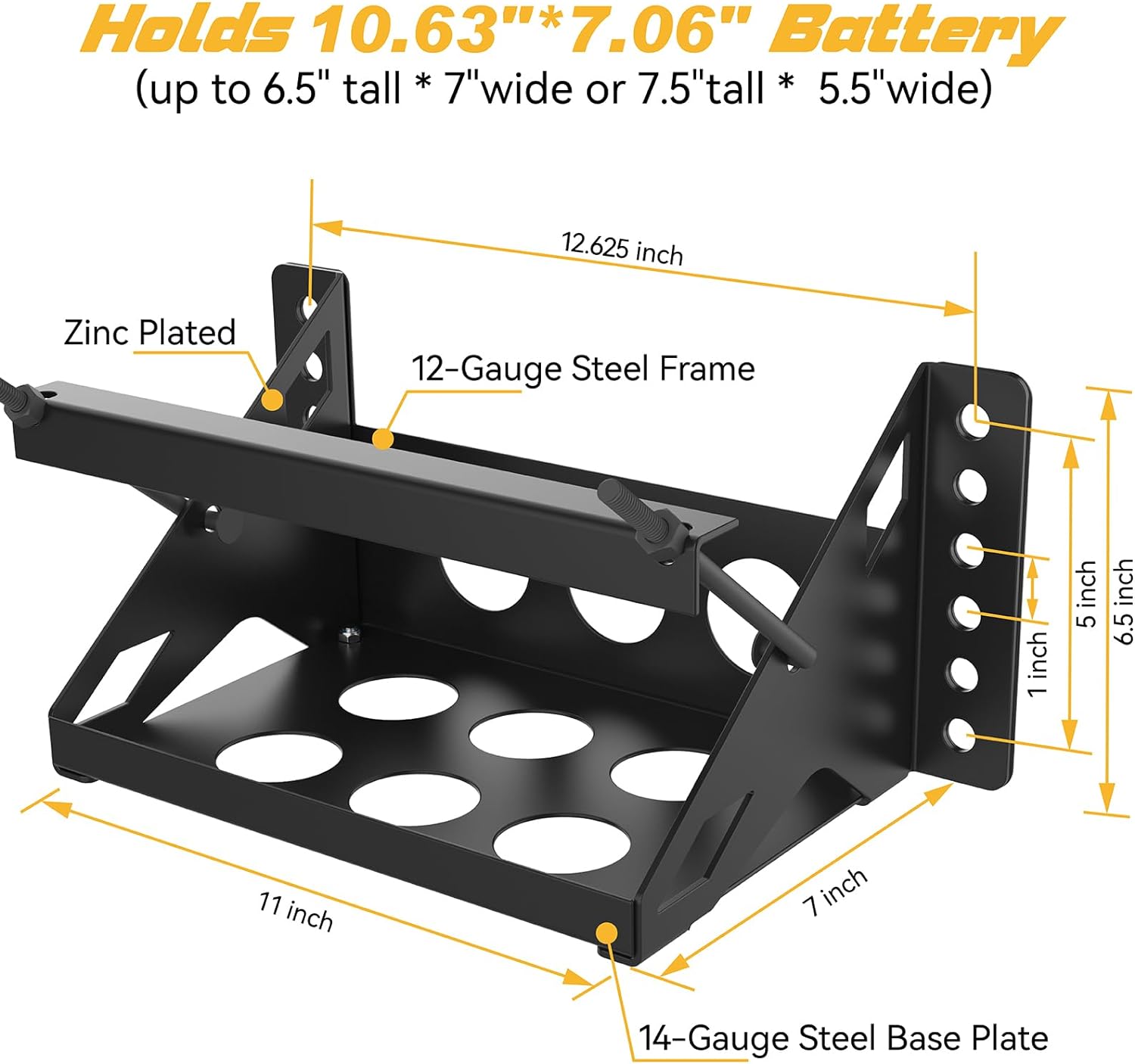 Steel Bolt Battery Mounting Box Tray Bracket for Secure Marine Battery Storage Needs