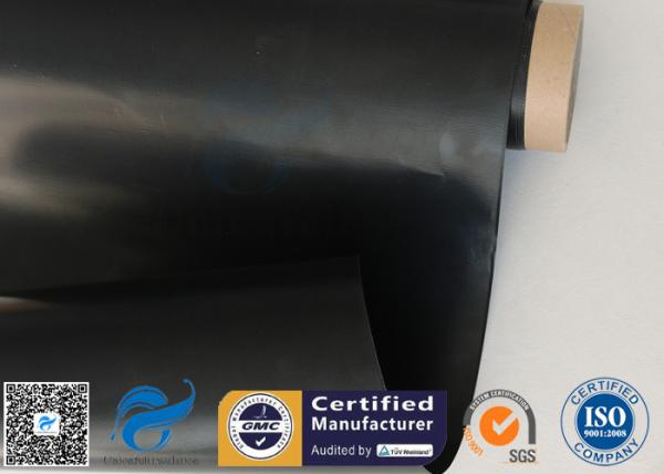 0.25mm Black PTFE Coated Fiberglass Fabric , Plain Weave Fiber Glass Cloth