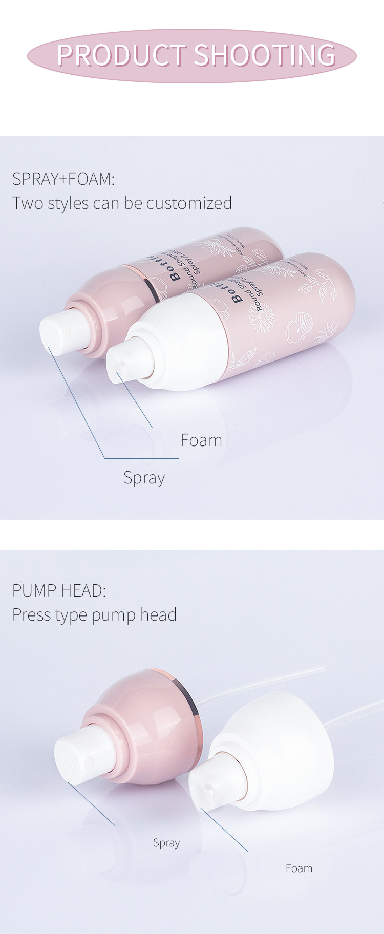 100g Pink Cosmetic Toner Bottle Lotion Plastic Serum Container