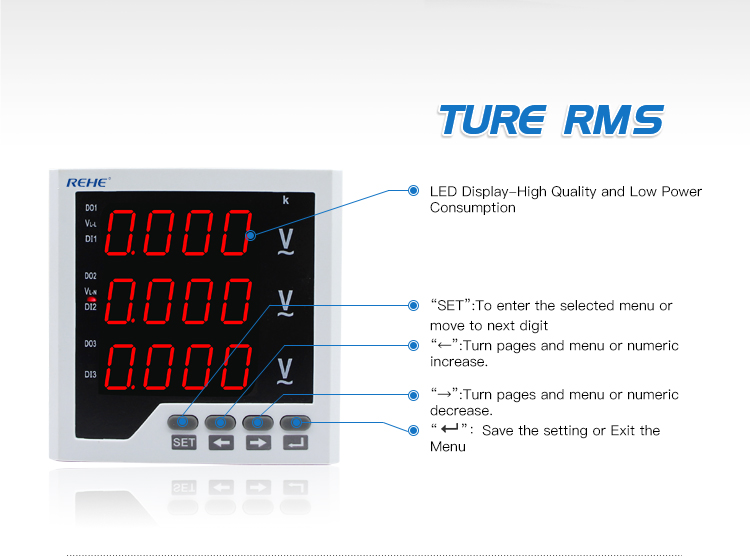 Three phase digital intelligent voltage meter voltmeter panel meter