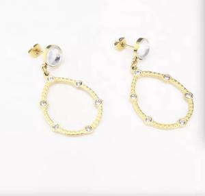 Quality Large Rhinestone Pendant Earrings Blingbling Pendant Stainless Steel Earrings wholesale