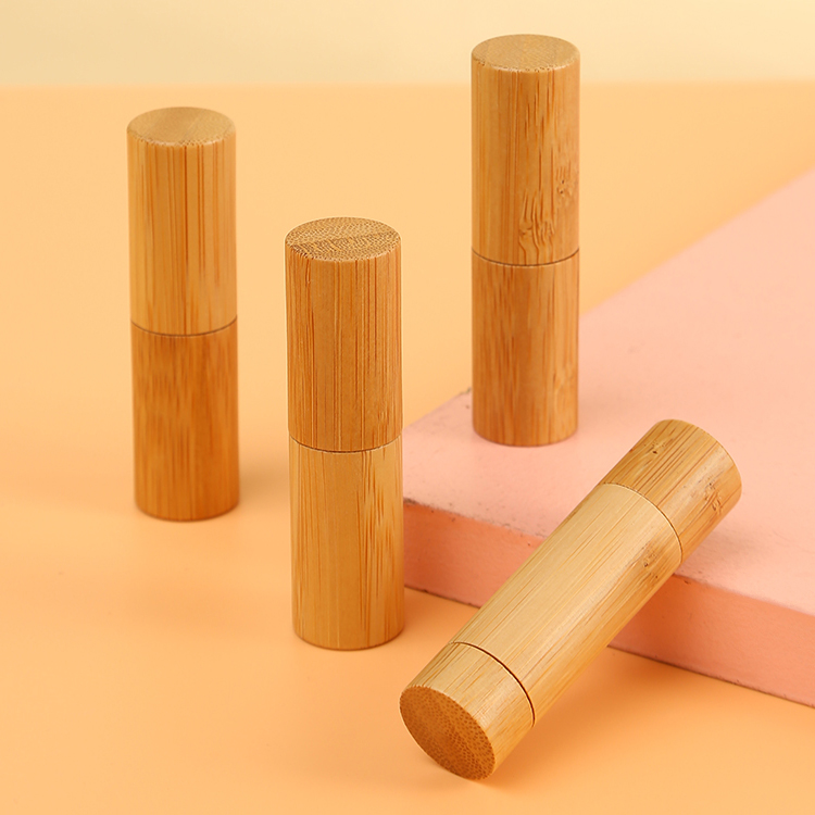 Custom Logo Bamboo Twist up Lipstick Tubes 5g Eco Friendly Empty Mini Unique Lip Balm Tube with Customized Accepted