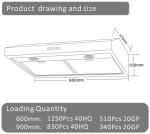 Wall Mounted Ventilator Slim Cooker Hood Silver Kitchen Appliance