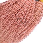 Pink Kinky Curly Remy Human Hair Bundles Sew In Weave Bundles Brazilian Bundle