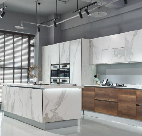 Antifouling Stone Kitchen Cabinets Waterproof White Cabinets White Quartz