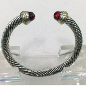 Quality (B-07) Wholesale Fashion jewelry Cable Classic Bracelet with Garnet and Gold Plated wholesale