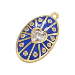 Quality Zircon Oval Enamel Heart Pendant Gold Plated Charms OEM wholesale