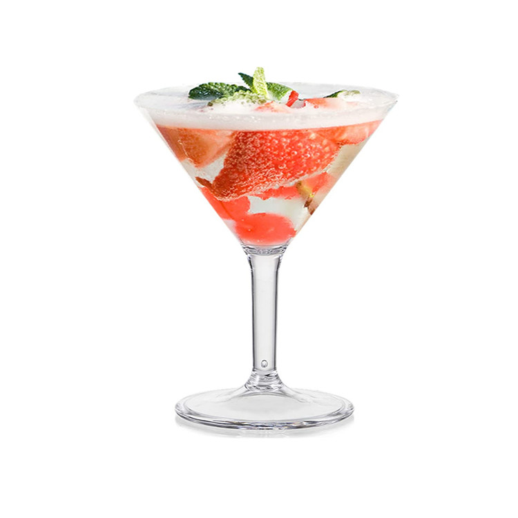 Curved Stem Plastic Martini Glasses Bacardi Polycarbonate Cocktail Glasses