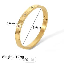 Quality Inlay Color Gem Four Diamond Screw Bangle For Men And Women Stainless Steel Bangle wholesale