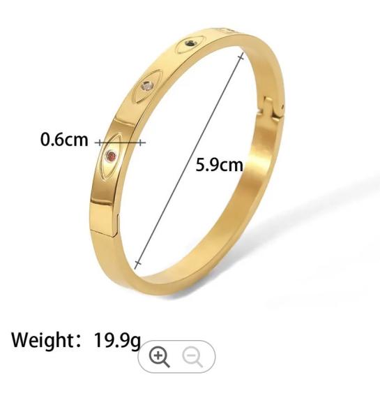 Inlay Color Gem Four Diamond Screw Bangle For Men And Women Stainless Steel