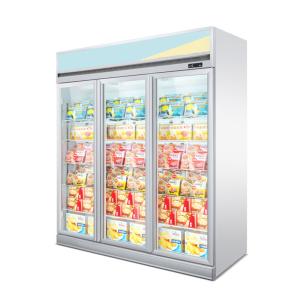 Quality Upright Glass Door Display Ice Cream Freezer Showcase For Supermarket Shop Store wholesale