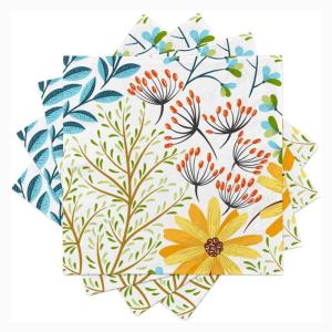 Quality Recycled Bamboo Paper Napkin Tissue With Blue Floral Pattern wholesale