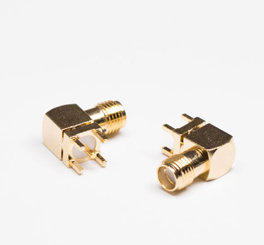 SMA Connector Right Angle Coax Connector , 90 Degree DIP PCB RF Connector Adapter