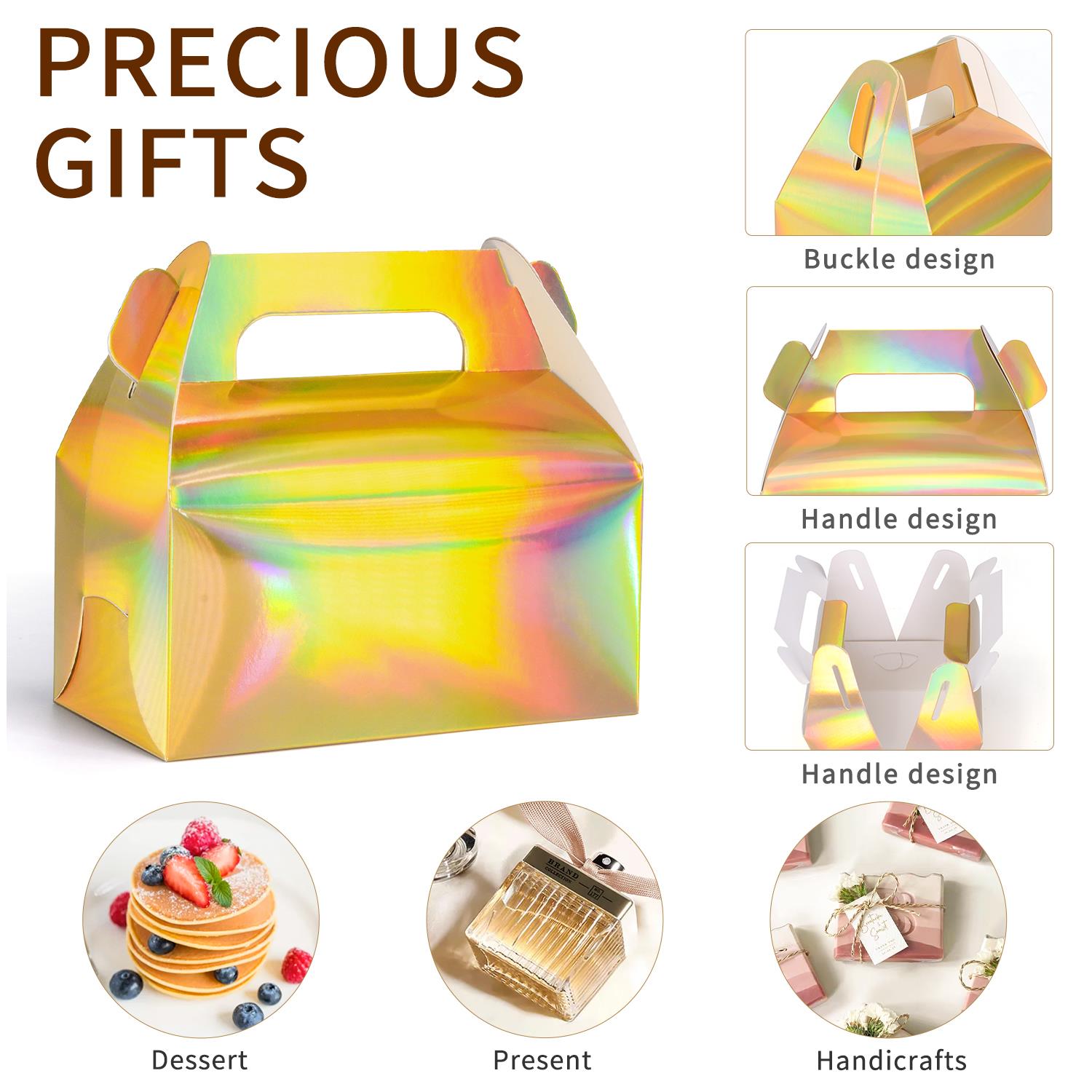 Recyclable Disposable Bakery Takeaway Brown Kcraft Cake Box Cake Card Box with Handle