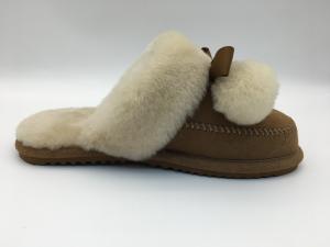 Quality Tan Winter Warm Slippers , Soft Stylish Flat Slippers Ladies wholesale