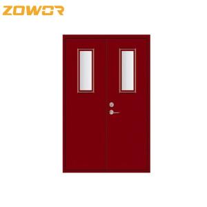 Quality BS Certified 54 mm FD60 Powder Coated Galvanized Steel rated Fire Door/ Red Painting Finish wholesale
