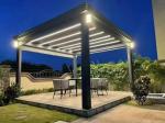 Gazebo 3 x 6m Outdoor Louvered Pergola, Patio Gazebo For Garden, Curtains And