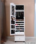 Floor Standing MDF Jewelry Cabinet Display With Wheels