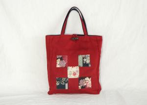 Quality Blue Liner Outside Printing Design Red Cotton Tote Bag For Adult wholesale