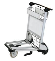 Quality Nature Rubber Wheels Aluminum Luggage Cart For Travellers Train Stations Light weight , Airport Luggage Trolley wholesale