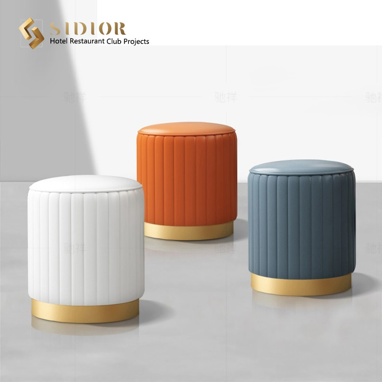 Stool,Ottoman chair, stainless steel, PU leather, fabric upholstery, restaurant,club, hotel, home, McDonald small stool