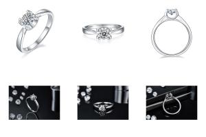 Quality 9K with Silver Ring Square White Moissanite Diamond Minimalist Wedding Jewelry wholesale