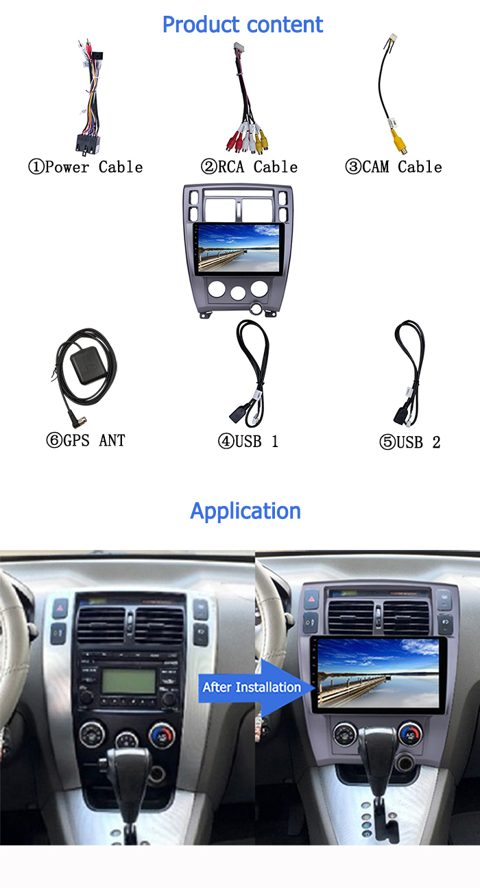 2GB 32GB Hyundai Touch Screen Radio 10 Inch For Hyundai Tucson 2006-2012
