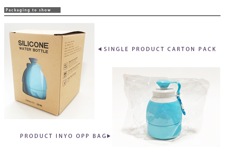 580ML Collapsible Silicone Water Bottle , Sports Compressible Water Bottle